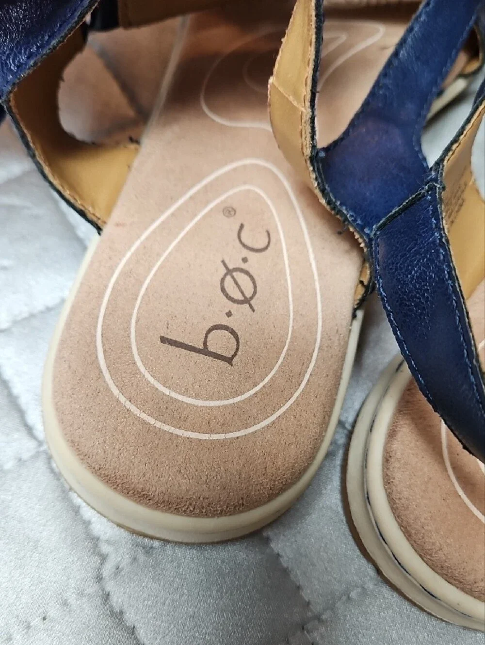 b.o.c. Navy Leather Cross-Strap Sandals